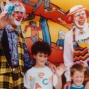 Allan Robinson as Clogs the Clown (l) with Koppo the Clown, 1992 photo Allan Robinson